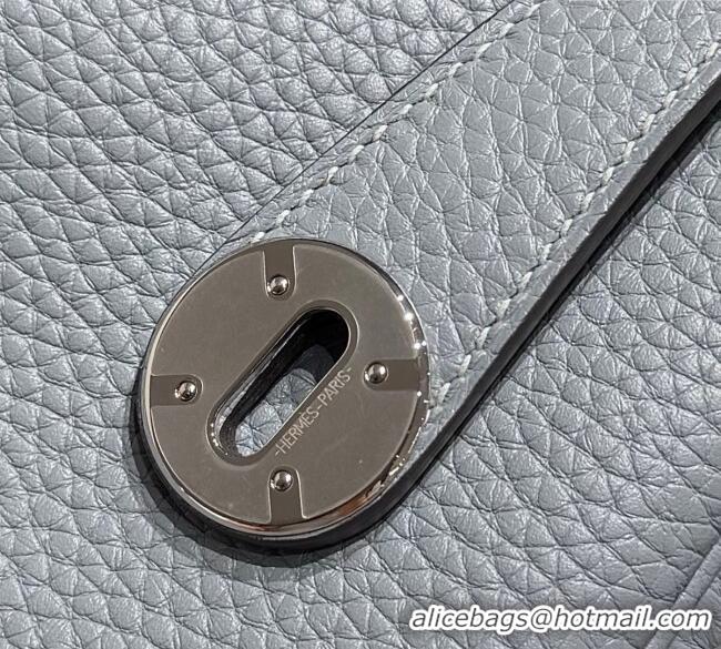 Affordable Price Hermes Lindy Bag 26cm in Clemence Leather 2637 Linen Blue/Silver 2025 (Half Handmade)