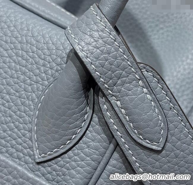 Affordable Price Hermes Lindy Bag 26cm in Clemence Leather 2637 Linen Blue/Silver 2025 (Half Handmade)
