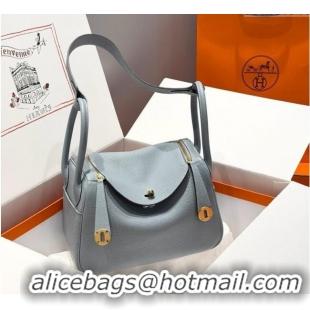 Best Price Hermes Lindy Bag 26cm in Clemence Leather 2637 Linen Blue/Gold 2025 (Half Handmade)