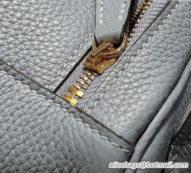 Best Price Hermes Lindy Bag 26cm in Clemence Leather 2637 Linen Blue/Gold 2025 (Half Handmade)