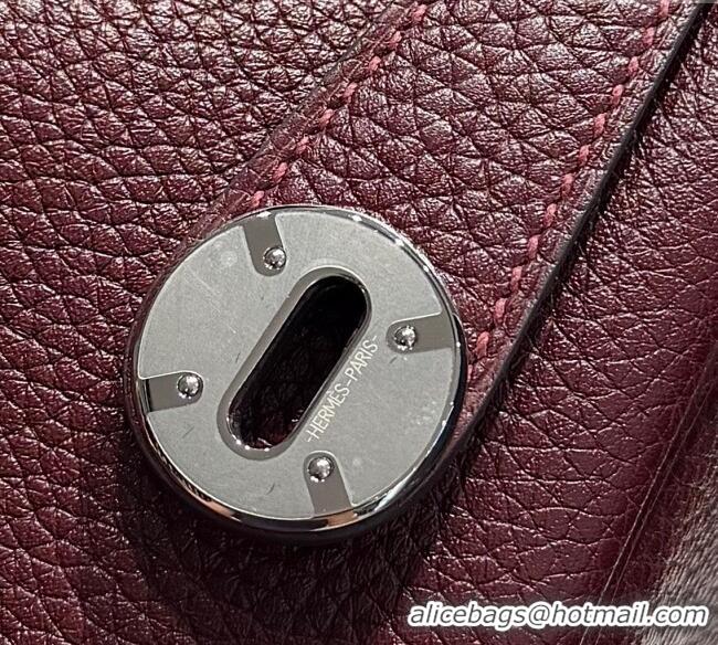 Top Quality Hermes Lindy Bag 26cm in Clemence Leather 2637 Saddle Red/Silver 2025 (Half Handmade)