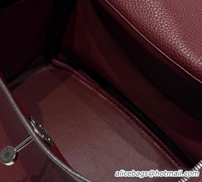 Top Quality Hermes Lindy Bag 26cm in Clemence Leather 2637 Saddle Red/Silver 2025 (Half Handmade)