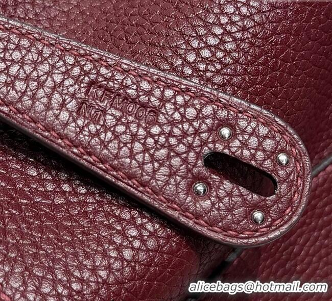 Top Quality Hermes Lindy Bag 26cm in Clemence Leather 2637 Saddle Red/Silver 2025 (Half Handmade)