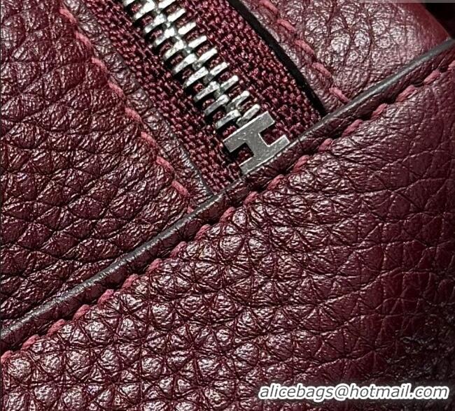 Top Quality Hermes Lindy Bag 26cm in Clemence Leather 2637 Saddle Red/Silver 2025 (Half Handmade)