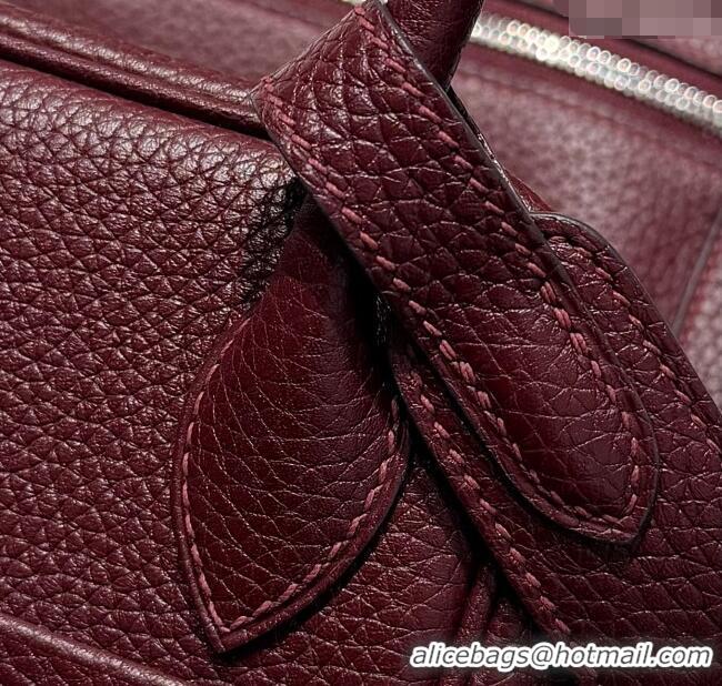 Top Quality Hermes Lindy Bag 26cm in Clemence Leather 2637 Saddle Red/Silver 2025 (Half Handmade)