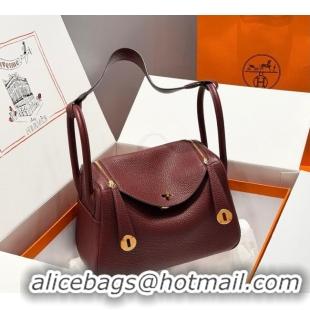 Modern Classic Hermes Lindy Bag 26cm in Clemence Leather 2637 Saddle Red/Gold 2025 (Half Handmade)