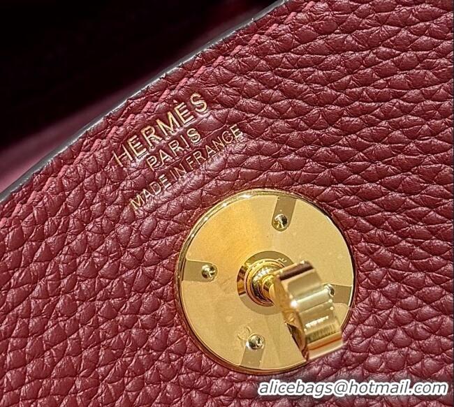 Modern Classic Hermes Lindy Bag 26cm in Clemence Leather 2637 Saddle Red/Gold 2025 (Half Handmade)