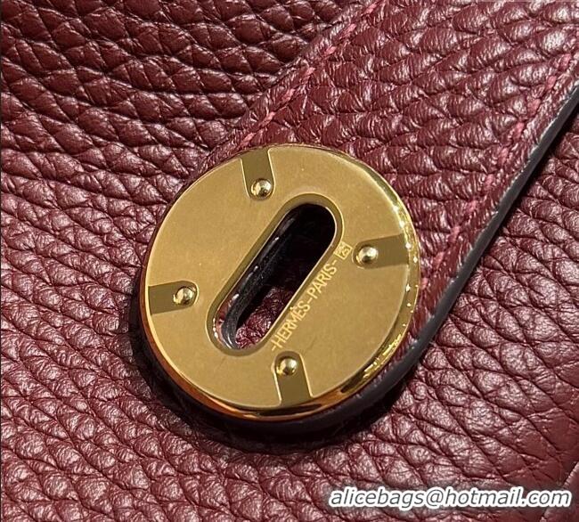 Modern Classic Hermes Lindy Bag 26cm in Clemence Leather 2637 Saddle Red/Gold 2025 (Half Handmade)