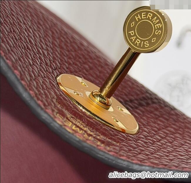Modern Classic Hermes Lindy Bag 26cm in Clemence Leather 2637 Saddle Red/Gold 2025 (Half Handmade)