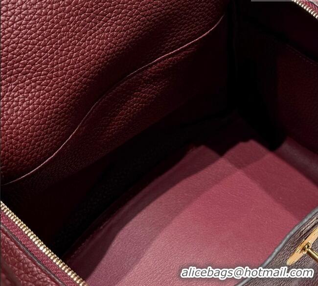 Modern Classic Hermes Lindy Bag 26cm in Clemence Leather 2637 Saddle Red/Gold 2025 (Half Handmade)