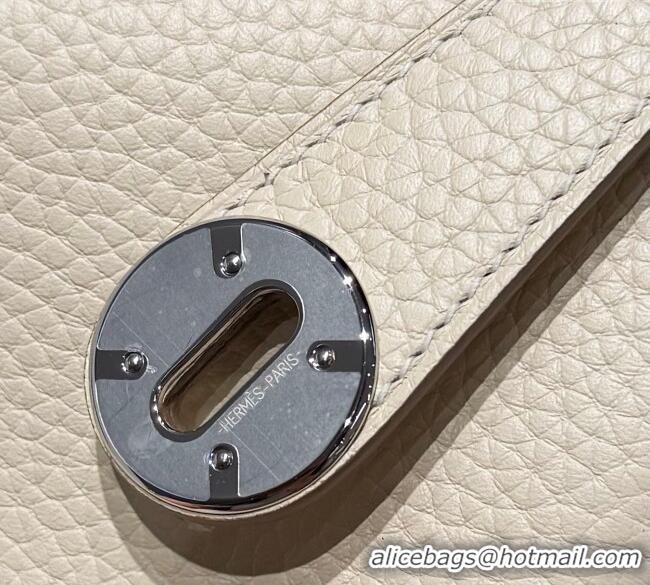 Buy Cheap Hermes Lindy Bag 26cm in Clemence Leather 2637 Cream White/Silver 2025 (Half Handmade)