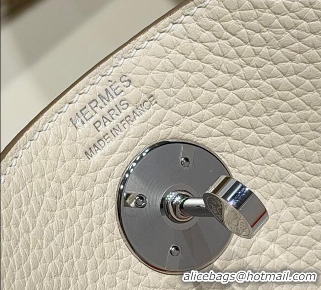 Buy Cheap Hermes Lindy Bag 26cm in Clemence Leather 2637 Cream White/Silver 2025 (Half Handmade)