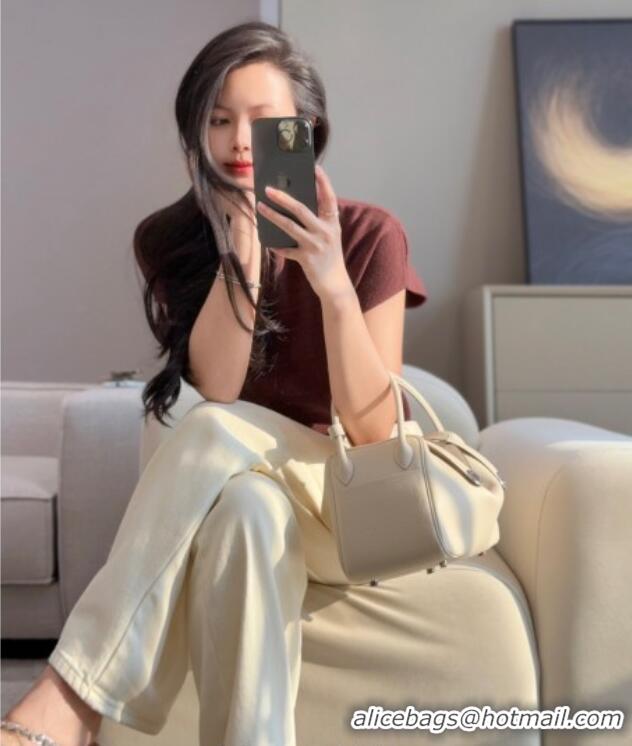 Buy Cheap Hermes Lindy Bag 26cm in Clemence Leather 2637 Cream White/Silver 2025 (Half Handmade)