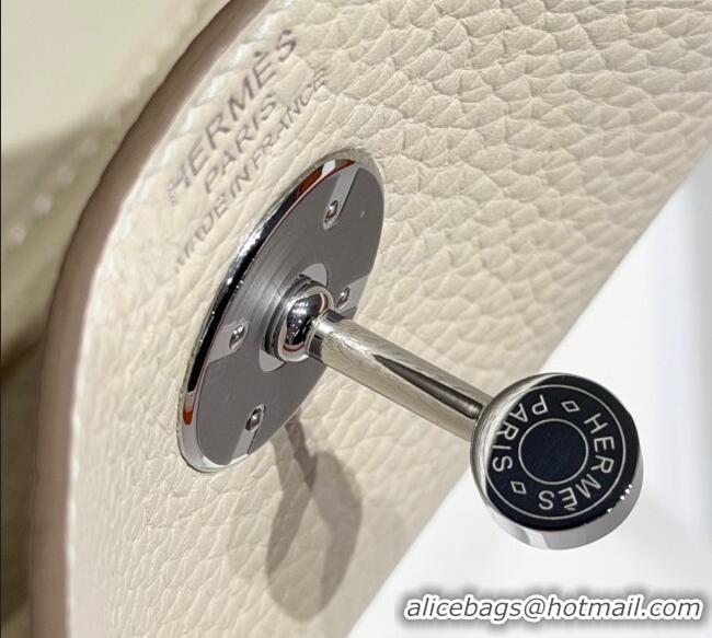 Buy Cheap Hermes Lindy Bag 26cm in Clemence Leather 2637 Cream White/Silver 2025 (Half Handmade)