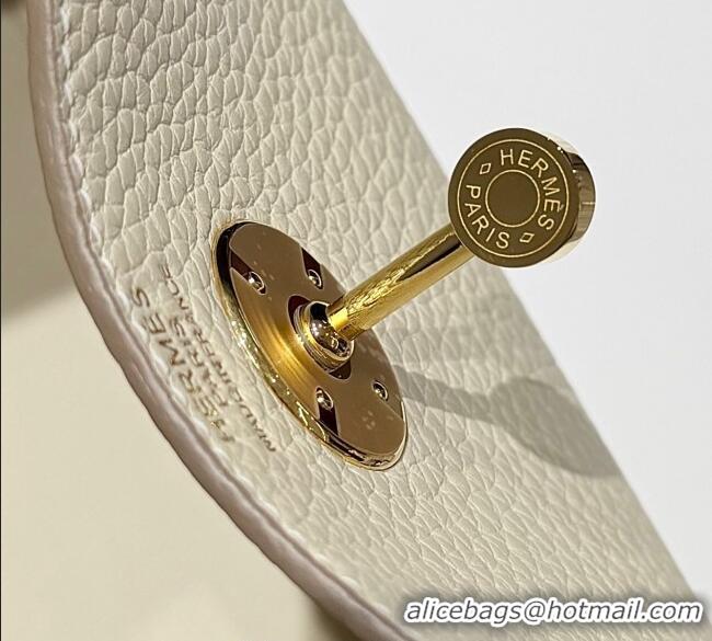 Super Quality Hermes Lindy Bag 26cm in Clemence Leather 2637 Cream White/Gold 2025 (Half Handmade)