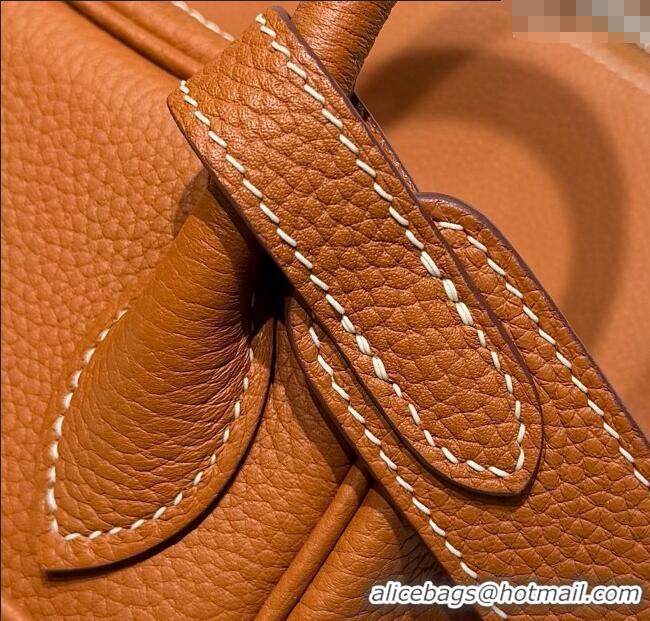 Top Grade Hermes Lindy Bag 26cm in Clemence Leather 2637 Brown/Silver 2025 (Half Handmade)