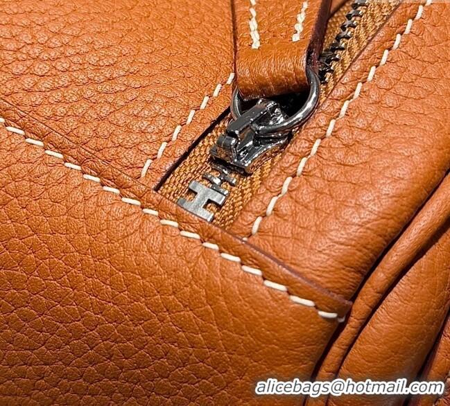 Top Grade Hermes Lindy Bag 26cm in Clemence Leather 2637 Brown/Silver 2025 (Half Handmade)