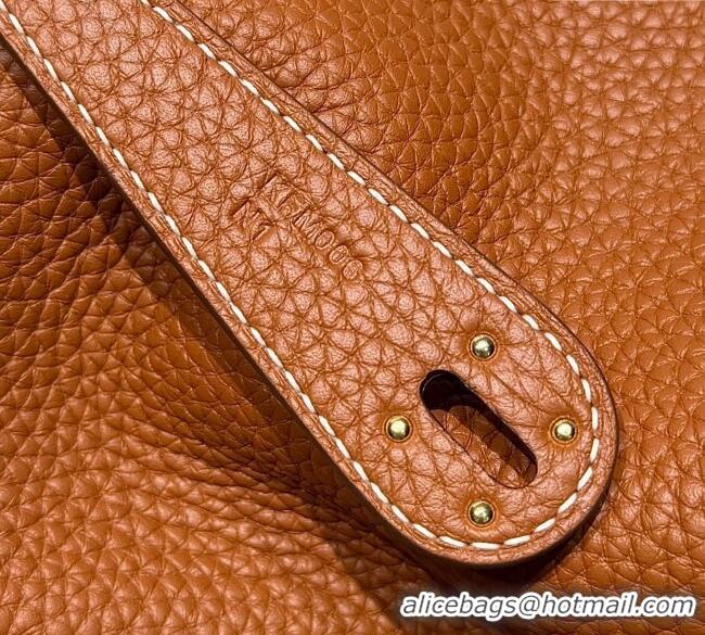 New Design Hermes Lindy Bag 26cm in Clemence Leather 2637 Brown/Gold 2025 (Half Handmade)