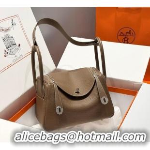 Market Sells Hermes Lindy Bag 26cm in Clemence Leather 2637 Elephant Grey/Silver 2025 (Half Handmade)