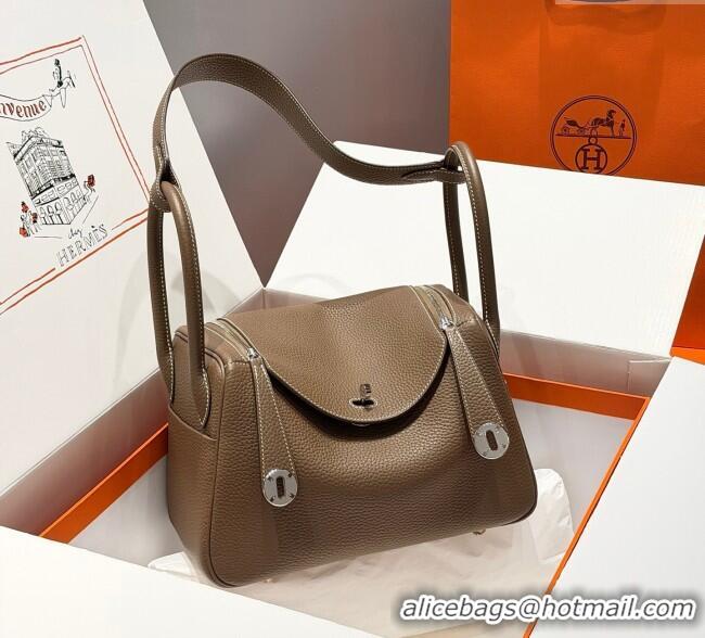 Market Sells Hermes Lindy Bag 26cm in Clemence Leather 2637 Elephant Grey/Silver 2025 (Half Handmade)