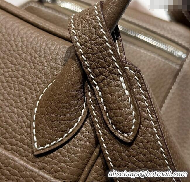 Market Sells Hermes Lindy Bag 26cm in Clemence Leather 2637 Elephant Grey/Silver 2025 (Half Handmade)