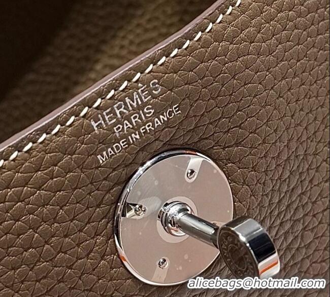 Market Sells Hermes Lindy Bag 26cm in Clemence Leather 2637 Elephant Grey/Silver 2025 (Half Handmade)