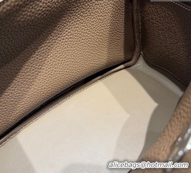 Market Sells Hermes Lindy Bag 26cm in Clemence Leather 2637 Elephant Grey/Silver 2025 (Half Handmade)