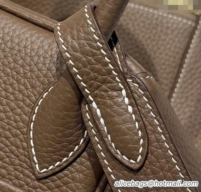 Luxury Cheap Hermes Lindy Bag 26cm in Clemence Leather 2637 Elephant Grey/Gold 2025 (Half Handmade)