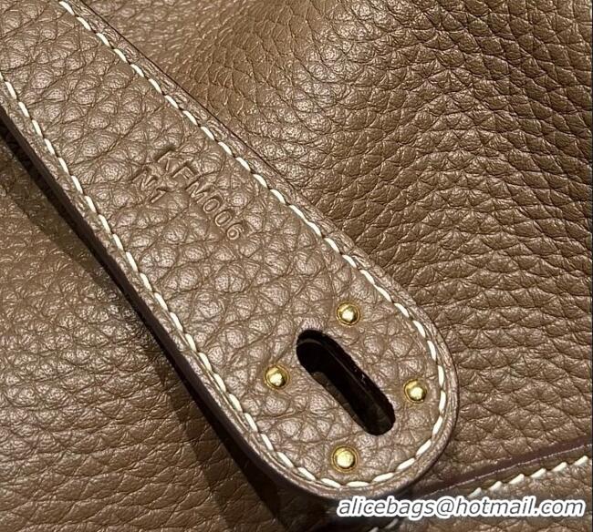 Luxury Cheap Hermes Lindy Bag 26cm in Clemence Leather 2637 Elephant Grey/Gold 2025 (Half Handmade)