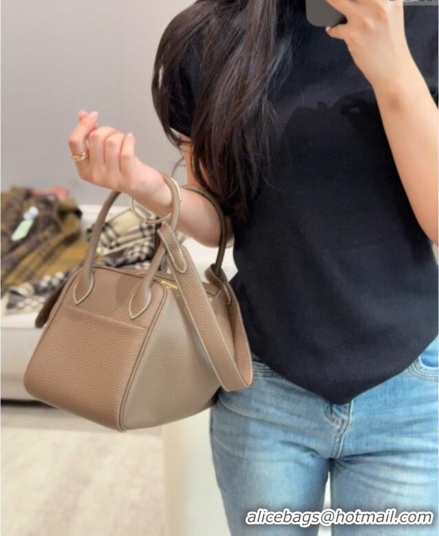 Luxury Cheap Hermes Lindy Bag 26cm in Clemence Leather 2637 Elephant Grey/Gold 2025 (Half Handmade)