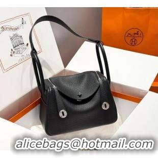 Top Quality Hermes Lindy Bag 26cm in Clemence Leather 2637 Black/Silver 2025 (Half Handmade)
