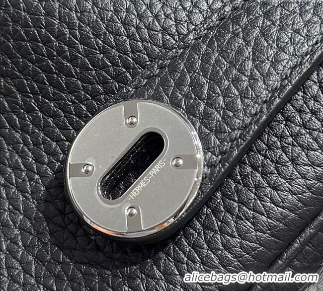 Top Quality Hermes Lindy Bag 26cm in Clemence Leather 2637 Black/Silver 2025 (Half Handmade)