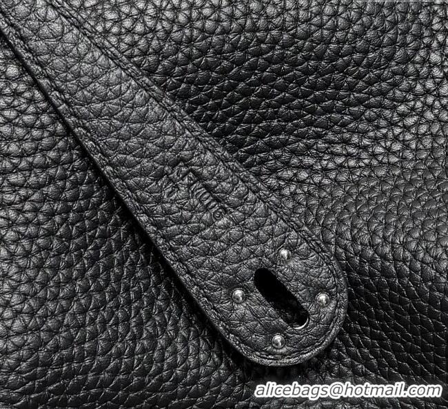 Top Quality Hermes Lindy Bag 26cm in Clemence Leather 2637 Black/Silver 2025 (Half Handmade)