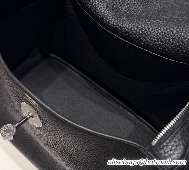 Top Quality Hermes Lindy Bag 26cm in Clemence Leather 2637 Black/Silver 2025 (Half Handmade)