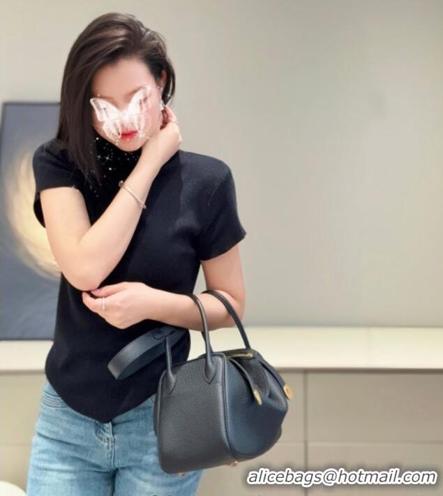Best Discount Hermes Lindy Bag 26cm in Clemence Leather 2637 Black/Gold 2025 (Half Handmade)
