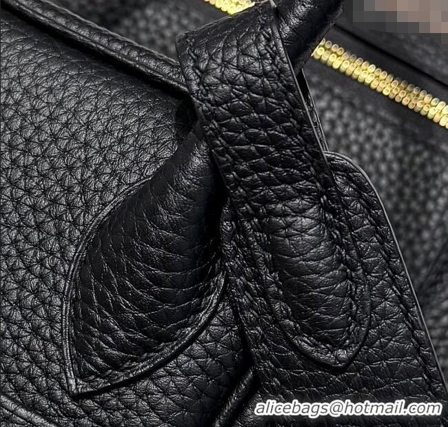 Best Discount Hermes Lindy Bag 26cm in Clemence Leather 2637 Black/Gold 2025 (Half Handmade)