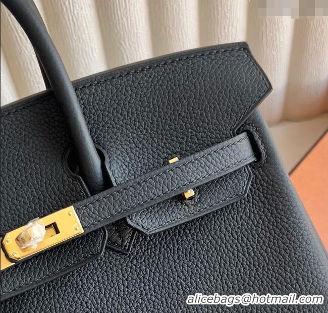 Grade Cheap Hermes Birkin 25cm Bag in Togo Calfskin Leather HE25 Black/Gold 2025 (Full Handmade)
