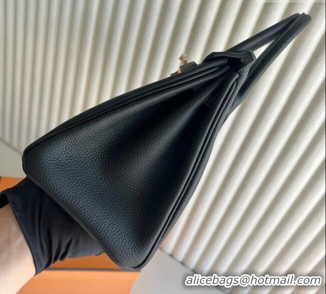 Grade Cheap Hermes Birkin 25cm Bag in Togo Calfskin Leather HE25 Black/Gold 2025 (Full Handmade)