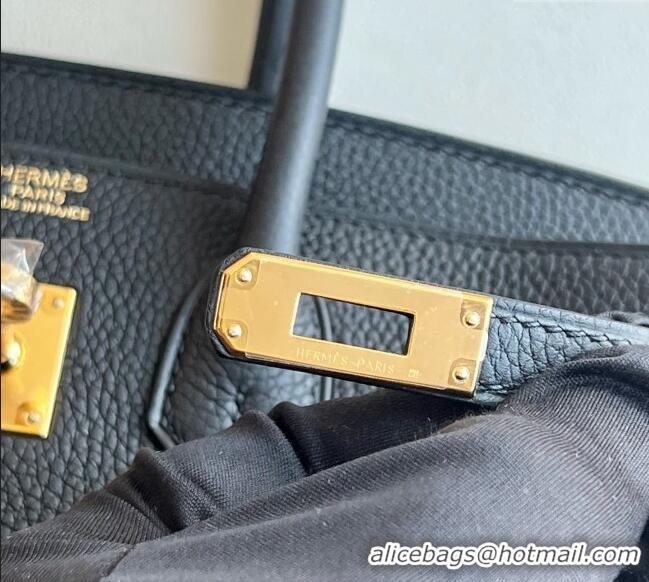 Grade Cheap Hermes Birkin 25cm Bag in Togo Calfskin Leather HE25 Black/Gold 2025 (Full Handmade)