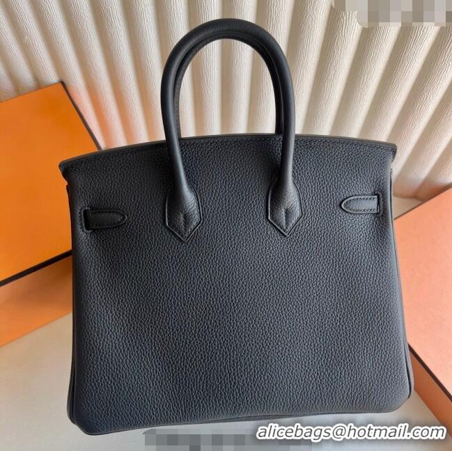 Grade Cheap Hermes Birkin 25cm Bag in Togo Calfskin Leather HE25 Black/Gold 2025 (Full Handmade)