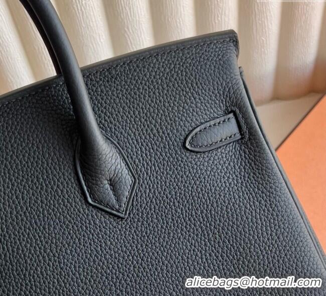 Grade Cheap Hermes Birkin 25cm Bag in Togo Calfskin Leather HE25 Black/Gold 2025 (Full Handmade)