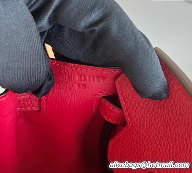 Good Quality Hermes Birkin 25cm Bag in Togo Calfskin Leather HE25 Chinese Red 2025 (Full Handmade)