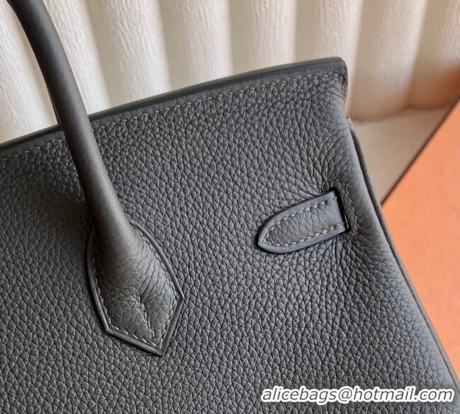 Top Design Hermes Birkin 25cm Bag in Togo Calfskin Leather HE25 Graphite Grey 2025 (Full Handmade)