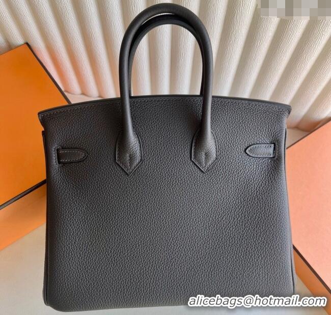 Top Design Hermes Birkin 25cm Bag in Togo Calfskin Leather HE25 Graphite Grey 2025 (Full Handmade)