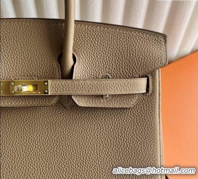 Grade Promotional Hermes Birkin 25cm Bag in Togo Calfskin Leather HE25 Milk Tea Beige 2025 (Full Handmade)