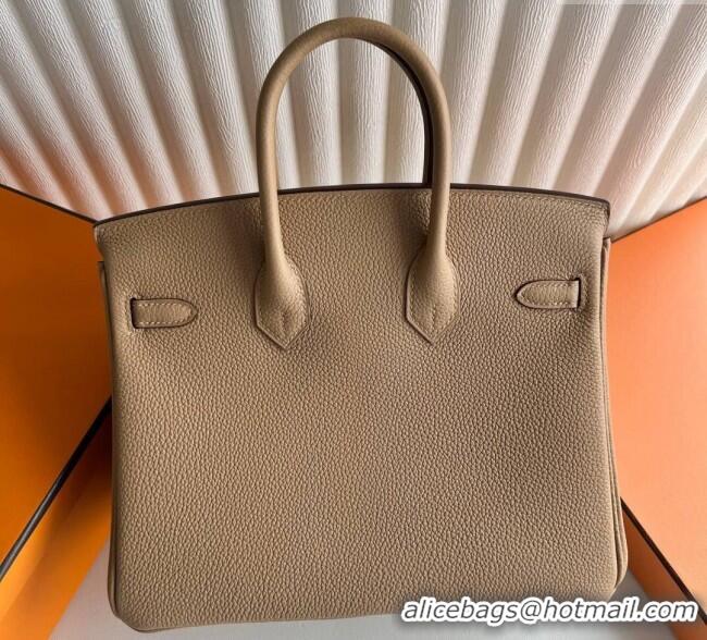 Grade Promotional Hermes Birkin 25cm Bag in Togo Calfskin Leather HE25 Milk Tea Beige 2025 (Full Handmade)