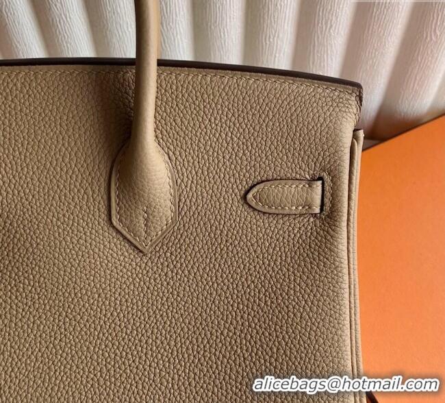 Grade Promotional Hermes Birkin 25cm Bag in Togo Calfskin Leather HE25 Milk Tea Beige 2025 (Full Handmade)