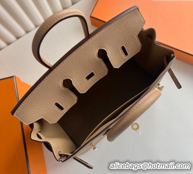 Grade Promotional Hermes Birkin 25cm Bag in Togo Calfskin Leather HE25 Milk Tea Beige 2025 (Full Handmade)