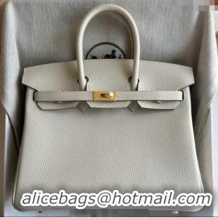 Market Sells Hermes Birkin 25cm Bag in Togo Calfskin Leather HE25 Cream White/Gold 2025 (Full Handmade)