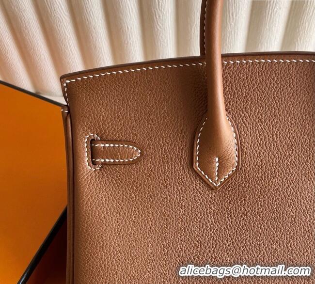 Original Discount Hermes Birkin 25cm Bag in Togo Calfskin Leather HE25 Brown/Silver 2025 (Full Handmade)